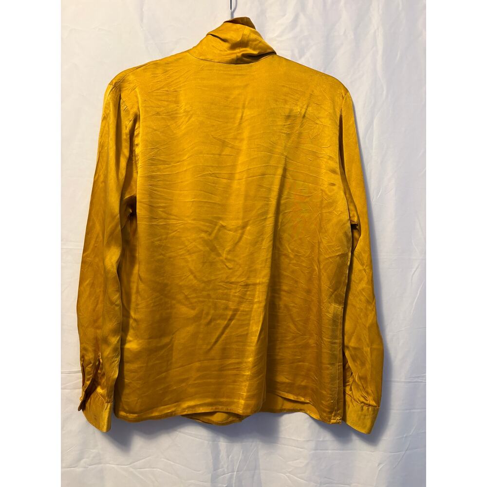 Vintage Dana Brooke Silk Cowl Neck Top Gold Yellow Sz 8 - Picture 2 of 3